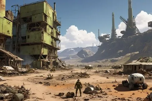 cosmodrome,wastelands,post-apocalyptic landscape,varsavsky,wasteland,postapocalyptic,post apocalyptic,homeworlds,futuristic landscape,battletech,borderlands,sedensky,destroyed city,cryengine,hawken,mining facility,outpost,ecotopia,repopulation,homeworld