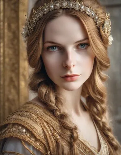 celtic queen,athena,jessamine,diadem,golden crown,accolade,elizabeth i,violet head elf,joan of arc,gold crown,headpiece,princess sofia,crown render,romantic portrait,fantasy portrait,venetia,queen anne,tiara,white rose snow queen,princess anna,Photography,Realistic