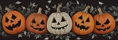 a row of carved jack o lantern pumpkins sitting next to each other,halloween background,halloween wallpaper,halloween border,halloween icons,decorative pumpkins,calabazas