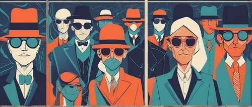 vector people,gentleman icons,mafia,spy visual,businessmen,business people,money heist,white-collar worker,retro cartoon people,group of people,capital cities,spy,suits,seven citizens of the country,collective,personages,big band,workforce,business men,moscow watchdog,Illustration,Vector,Vector 06