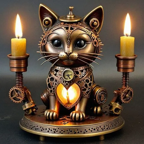 candle holder,candleholder,candle holder with handle,oil lamp,candelabra,lucky cat,Illustration,Realistic Fantasy,Realistic Fantasy 13