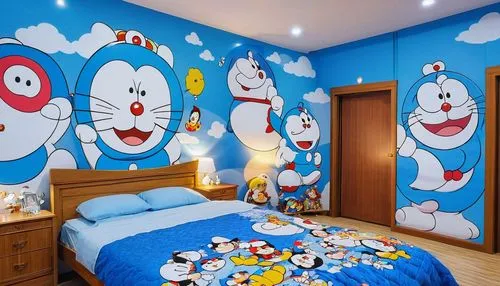 doraemon,kids room,children's bedroom,boy's room picture,baby room,children's room,wall sticker,sleeping room,the little girl's room,great room,nursery decoration,children's interior,studio ghibli,wall decoration,snowhotel,room newborn,guestroom,wall paint,wall painting,children's background,Photography,General,Realistic