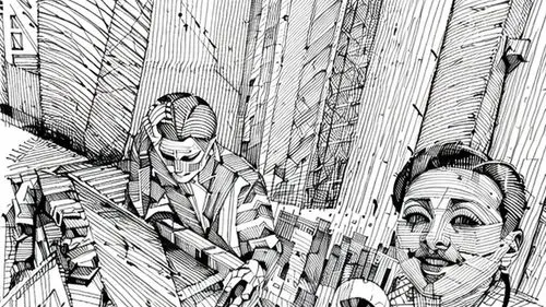 comic style,comic halftone,construction workers,scaffold,ironworker,comic paper,ventriloquist,distorted,fencing,roofers,bansuri,scaffolding,pencils,high-wire artist,angklung,pencil,decking,comic halft