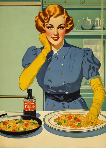 Looking for exciting dishes? Explore myfridgefood's recipe suggestions!,retro 1950's clip art,housewife,domestic life,homemaker,domestic,antipasta,housework,woman holding pie,cuisine classique,vintage