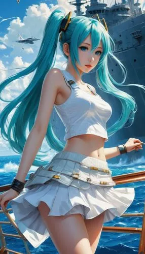 hatsune miku,miku,at sea,mikus,mikuriya,mikulic,mikulas,hatsune,vocaloid,ocean background,puka,lum,naval,aqua,vero,ocean,the sea maid,hina,sona,ferry,Conceptual Art,Fantasy,Fantasy 12