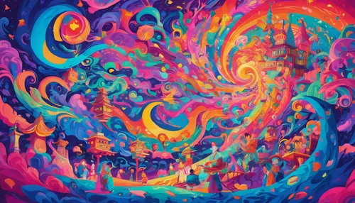 psychedelic art,psychedelic,colorful spiral,swirls,vortex,coral swirl,acid,lsd,swirling,dimensional,hallucinogenic,kaleidoscopic,kaleidoscope,kaleidoscope art,scene cosmic,abstract artwork,colorful doodle,swirl,panoramical,cosmic,Conceptual Art,Oil color,Oil Color 23