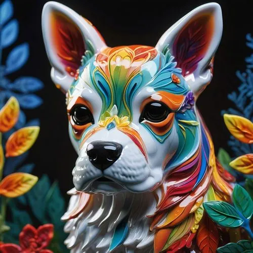 alebrije,flower animal,glass painting,color dogs,huichol,bodypainting,Photography,Artistic Photography,Artistic Photography 02