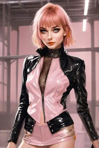 pink leather,mesmero,neopolitan,xcx,pvc,melora,Digital Art,Character Design