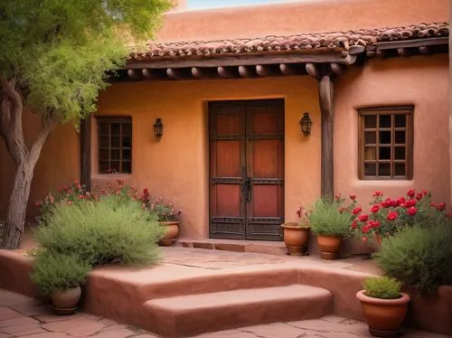 patios,traditional house,patio,front porch,hacienda,front door,exterior decoration,restored home,entryway,old colonial house,wrought iron,courtyard,porch,garden door,casitas,casa,entryways,courtyards,house entrance,doorsteps,Illustration,Japanese style,Japanese Style 17