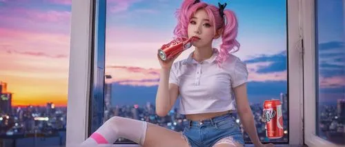 coca cola,coca-cola,cola,cosplay image,coca,strawberry drink,sky rose,cola bylinka,cola mateya,milky,soda machine,anime girl,ammo,soda,sip,kit kat,coca-cola light sango,pink hair,fanta,coke,Photography,Fashion Photography,Fashion Photography 14