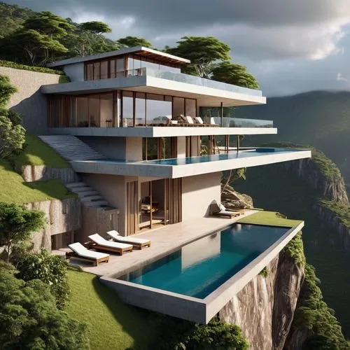 house in mountains,house in the mountains,luxury property,uluwatu,modern house,modern architecture,dunes house,luxury real estate,sky apartment,futuristic architecture,floating island,infinity swimming pool,luxury home,penthouse apartment,house by the water,terraces,mountainside,3d rendering,holiday villa,block balcony