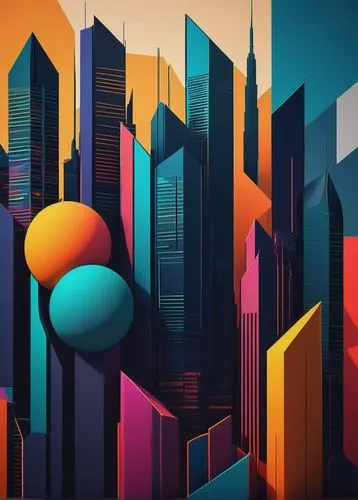 colorful city,cityscape,abstract retro,cinema 4d,city skyline,metropolis,cityzen,metropolises,urbanworld,futuristic landscape,background abstract,megapolis,city scape,cybercity,art deco background,vector illustration,mobile video game vector background,vector graphic,cities,fantasy city,Art,Artistic Painting,Artistic Painting 51