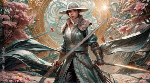 yi sun sin,elven,the wanderer,fantasy portrait,scythe,fantasy art,mage,swordsman,xing yi quan,geisha,amano,shuanghuan noble,parasol,pilgrim,jrr tolkien,swordswoman,elven flower,cg artwork,imperial coat,samurai