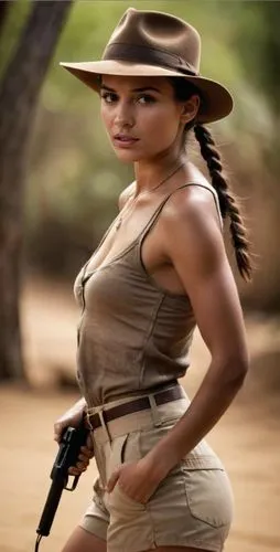 lara,rosita,girl with gun,woman holding gun,evigan,girl with a gun,cowgirl,indiana jones,ammo,safari,israeli,magpul,soldado,menounos,countrywomen,namibian,birdshot,mexicana,miesha,cowpoke