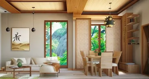 japanese-style room,bamboo curtain,ryokan,bamboo plants,bamboo frame,hawaii bamboo,wooden windows,room divider,interior decoration,home interior,interior decor,contemporary decor,patterned wood decoration,breakfast room,wooden door,sliding door,modern room,modern decor,interior modern design,kitchen design