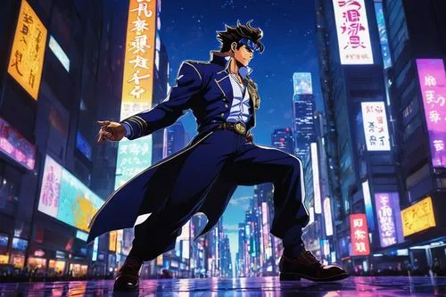 yukio,shinjuku,sensei,sakana,midnight blue,indigo,ganai,jin deui,cg artwork,navy suit,blu,hong,tokyo,tokyo city,kung fu,kai-lan,would a background,gin,swordsman,ren,Illustration,Retro,Retro 26