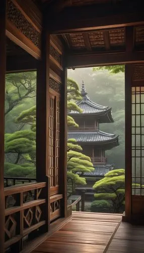 japanese-style room,ryokan,dojo,the golden pavilion,japan landscape,golden pavilion,japanese background,teahouse,ryokans,asian architecture,hanok,teahouses,windows wallpaper,kyoto,cartoon video game background,wooden door,heian,japanese shrine,japon,bamboo curtain,Art,Artistic Painting,Artistic Painting 08