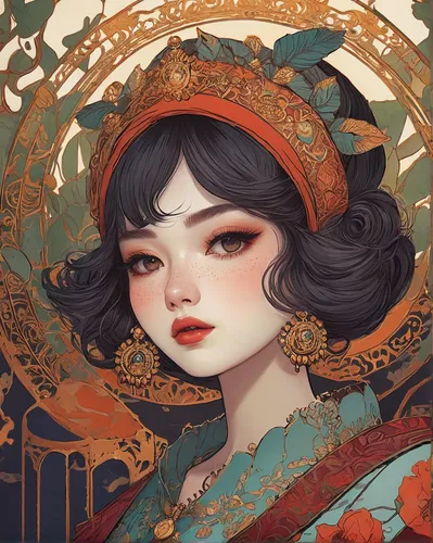 oriental princess,geisha girl,oriental girl,geisha,oriental,orange blossom,oriental painting,gold leaf,chinese art,peking opera,mandarin orange,plum blossoms,orient,mulan,mandarin,peony,fantasy portrait,jasmine blossom,taiwanese opera,hanbok,Illustration,Realistic Fantasy,Realistic Fantasy 12