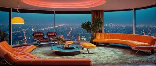 mid century modern,mid century,ufo interior,great room,mid century house,apartment lounge,livingroom,breakfast room,spaceship interior,sky apartment,chaise lounge,skybar,living room,sitting room,boisset,penthouses,dreamhouse,midcentury,jalouse,skyloft,Conceptual Art,Oil color,Oil Color 18