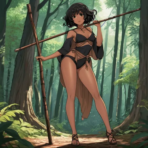 tarzan,mowgli,in the forest,trekking pole,background ivy,mai tai,hula,polynesian,agent provocateur,ivy,maya,forest clover,torii,polynesian girl,swordswoman,ashitaba,archer,safari,bamboo,natura,Illustration,Japanese style,Japanese Style 13