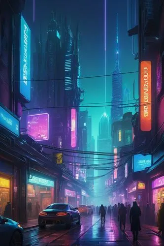 cyberpunk,cybercity,cybertown,colorful city,cyberscene,cityscape,cyberia,neon arrows,synth,vapor,neons,urban,cyberworld,neon,cloudstreet,atmospheres,kinkade,microdistrict,neon ghosts,metropolis,Art,Classical Oil Painting,Classical Oil Painting 07