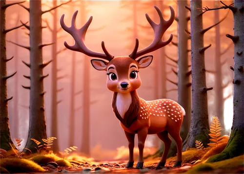 deer illustration,european deer,bambi,fawn,deer,dotted deer,forest animal,male deer,venado,deer drawing,whitetail,young deer,beulah,winter deer,deerslayer,deer in tears,stag,x axis deer elk,deers,forest background,Unique,3D,3D Character