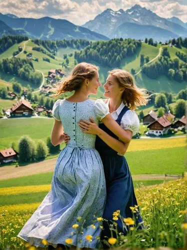 sound of music,bavarian swabia,dirndl,idyll,romantic scene,countrywomen,Photography,Documentary Photography,Documentary Photography 11