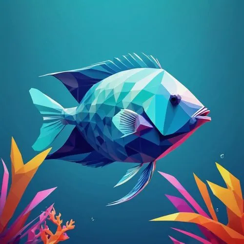 blue fish,rainbowfish,snapfish,bonito,playfish,mbuna,Unique,3D,Low Poly