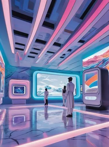 spaceship interior,futuristic art museum,futuristic landscape,ufo interior,futureworld,spaceport,futuristic,spaceship space,futurists,spaceland,holodeck,sci - fi,scifi,sci fiction illustration,cyberscene,sci fi,transwarp,hyperspace,coruscant,futurist,Illustration,Japanese style,Japanese Style 07