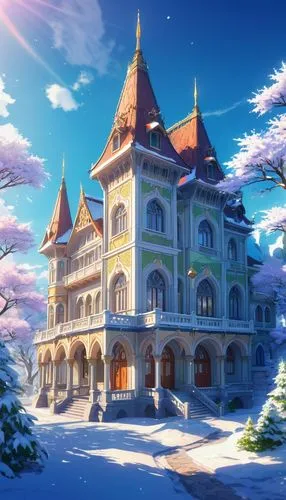 winter house,christmas wallpaper,dreamhouse,winter background,snow house,christmas snowy background,christmasbackground,winterplace,nouaimi,fairy tale castle,christmas landscape,winterland,clannad,rouran,snow roof,precure,snow scene,sylvania,fairytale castle,winter dream,Illustration,Japanese style,Japanese Style 03