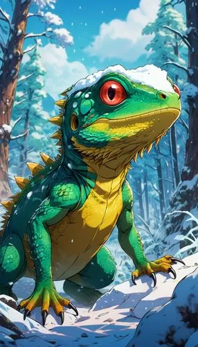 icegators,frog background,game illustration,huegun,basiliscus,agamid,taittiriya,temperowanie,heliox,emerald lizard,tenaganita,pinegar,jaggi,forest dragon,erkek,synapsid,gator,krepon,little crocodile,kobold,Illustration,Japanese style,Japanese Style 03