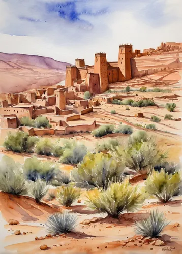 desert landscape,desert desert landscape,libyan desert,ait-ben-haddou,ouarzazate,pueblo,anasazi,arid landscape,merzouga,ait ben haddou,zagora,kayenta,desert background,stone desert,tassili n'ajjer,san pedro de atacama,qasr al watan,capture desert,el djem,durman,Illustration,Paper based,Paper Based 24