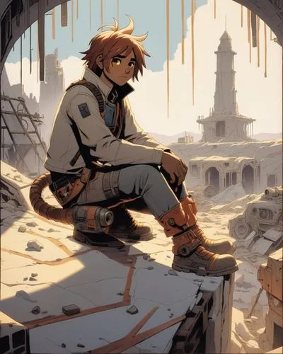 syaoran,lavi,neku,roxas,protagonist,ruins,Illustration,Children,Children 01