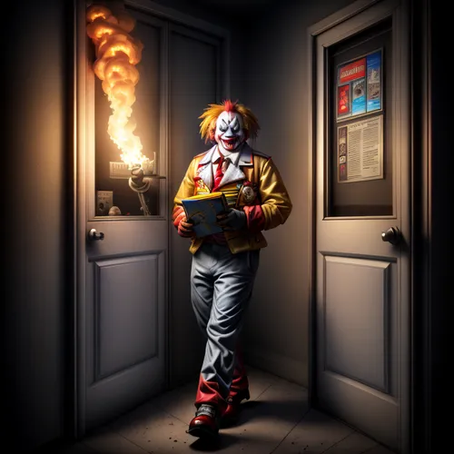 horror clown,scary clown,creepy clown,ronald,clown,rodeo clown,mcdonald,it,fastfood,mcdonalds,jack in the box,fast-food,fast food junky,mcdonald's,clowns,fast food restaurant,baconator,fire eater,fire-eater,fast food