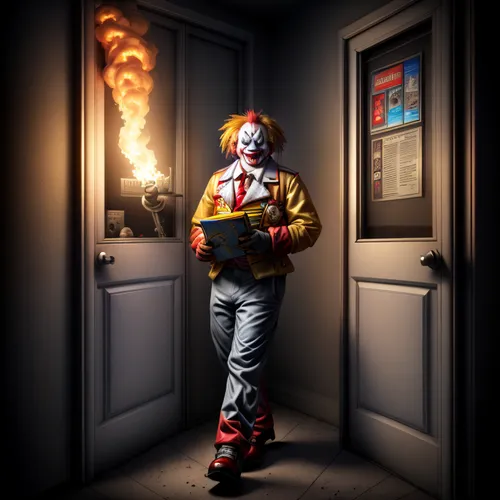 horror clown,scary clown,creepy clown,ronald,clown,rodeo clown,mcdonald,it,fastfood,mcdonalds,jack in the box,fast-food,fast food junky,mcdonald's,clowns,fast food restaurant,baconator,fire eater,fire