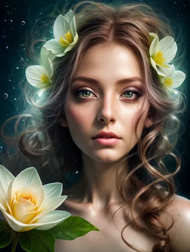 yellow rose background,faery,elven flower,flowers celestial,moonflower,flower essences,faerie,girl in flowers,flower background,mystical portrait of a girl,beautiful girl with flowers,starflower,flowe