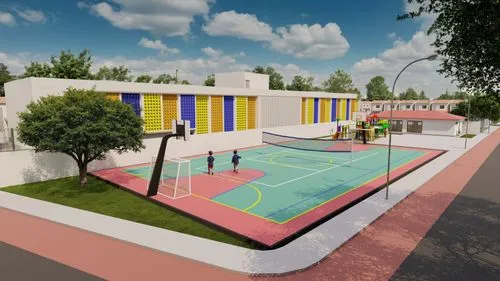 kids,school design,3d rendering,tennis court,padel,basketball court,paddle tennis,leisure facility,kindergarten,prefabricated buildings,urban design,sport venue,termales balneario santa rosa,sports ce