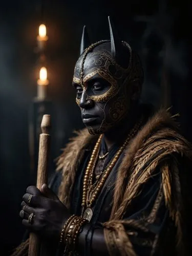 warlord,krampus,biblical narrative characters,dark elf,devil,raider,black pete,shaman,lucifer,death god,tribal chief,high priest,shamanic,pagan,shamanism,king caudata,kadala,dark art,sadu,fantasy portrait