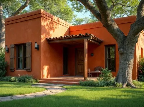 restored home,bungalow,clay house,mid century house,hacienda,casita,casa,terracotta,model house,terracotta tiles,santa fe,villa,ruhl house,bungalows,traditional house,house painting,guastavino,lincoln's cottage,exterior decoration,patios,Photography,General,Realistic