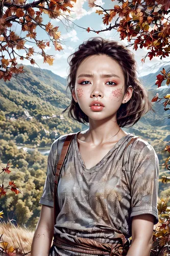 world digital painting,girl with tree,katniss,digital compositing,digital painting,lori,asian woman,portrait background,oil painting on canvas,sci fiction illustration,korean drama,photo manipulation,chinese art,shirakami-sanchi,girl in a long,oil painting,natura,photoshop manipulation,digital art,fantasy portrait