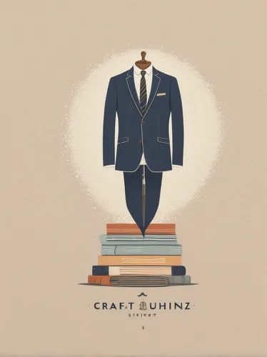 Craft a clothing logo with a sophisticated and elegant feel.,craftsman,curriculum vitae,to craft,create,craft,one crafted,businessman,white-collar worker,book illustration,creative spirit,navy suit,cr