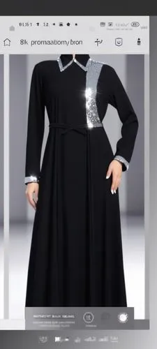 3d fashion drawing for long maxi black abaya for Muslim hijab  with thinsilver sequin with silver maxi long maxi with sequin with sequin on the end of sleeves ,the dress with sequins has been displaye