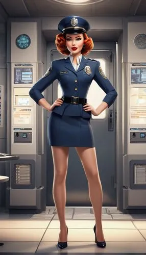 stewardess,policewoman,bombshells,retro woman,servicewoman,rockette,Unique,3D,3D Character