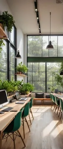 forest workplace,creative office,modern office,working space,workspaces,greenhaus,green living,bureaux,coworking,breakfast room,steelcase,desks,boxwoods,daylighting,offices,loft,forest house,sunroom,work space,workbenches,Illustration,American Style,American Style 15