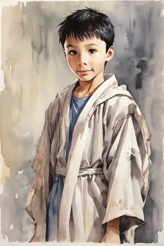 child portrait,photo painting,xing yi quan,chinese art,girl with cloth,pilate,haidong gumdo,biblical narrative characters,joseph,bathrobe,world digital painting,portrait background,abraham,son of god,oil painting,jesus child,child,oil painting on canvas,boy praying,sackcloth