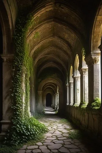 cloister,cloisters,cloistered,archways,corridors,colonnades,passageways,corridor,undercroft,hall of the fallen,arcaded,passageway,hallway,abbaye de belloc,monastic,passages,colonnade,arcades,doorways,labyrinthian,Illustration,Retro,Retro 22