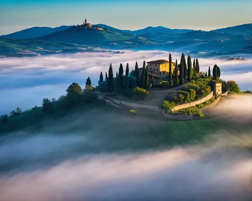 tuscany,tuscan,foggy landscape,italy,piemonte,above the clouds,morning mist,volterra,fairytale castle,landscape photography,veneto,italia,lombardy,beautiful landscape,monferrato,fog up,castel,sea of fog,fog banks,belvedere,Conceptual Art,Daily,Daily 02