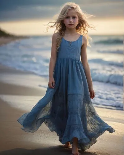 little girl in wind,photoshop manipulation,photo manipulation,image manipulation,little girl dresses,girl on the dune