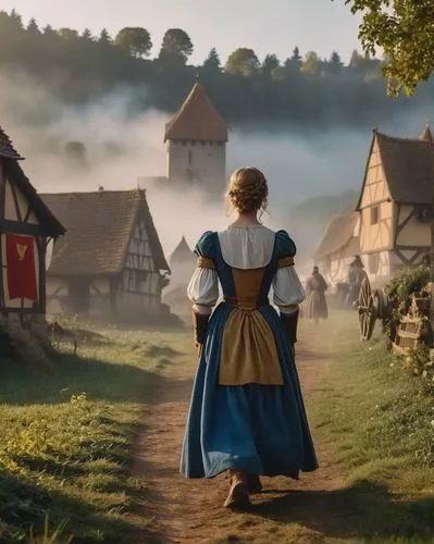 belle,nelisse,bavarian swabia,knight village,girl in a historic way,sylvania,dirndl,bavaria,mazury,woman walking,fraulein,girl walking away,transylvania,bayerisches,miniaturist,rattay,tudor,cockerel,brunswickers,warmia,Photography,General,Realistic