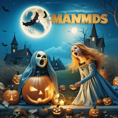 Wesing MANMDS, Halloween Day,,the night time scene is decorated in orange, blue and yellow,halloween poster,fantasmas,haloween,october 31 halloween,halloween background,samhain,Photography,General,Nat